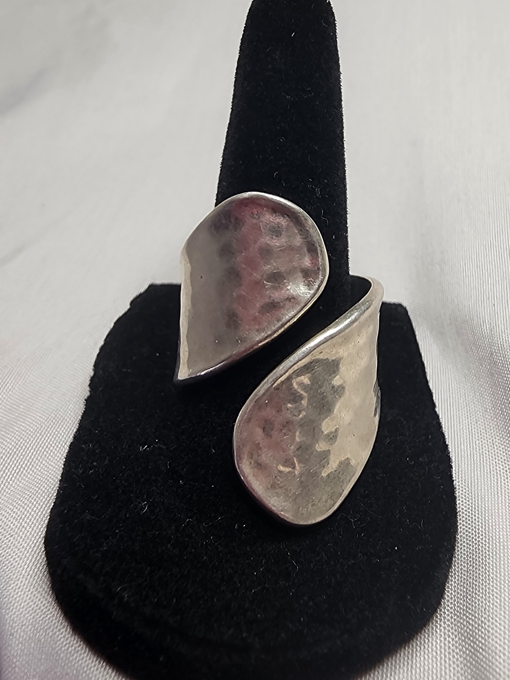 Sterling Silver Hammered Wrap Ring SZ 8, Signed